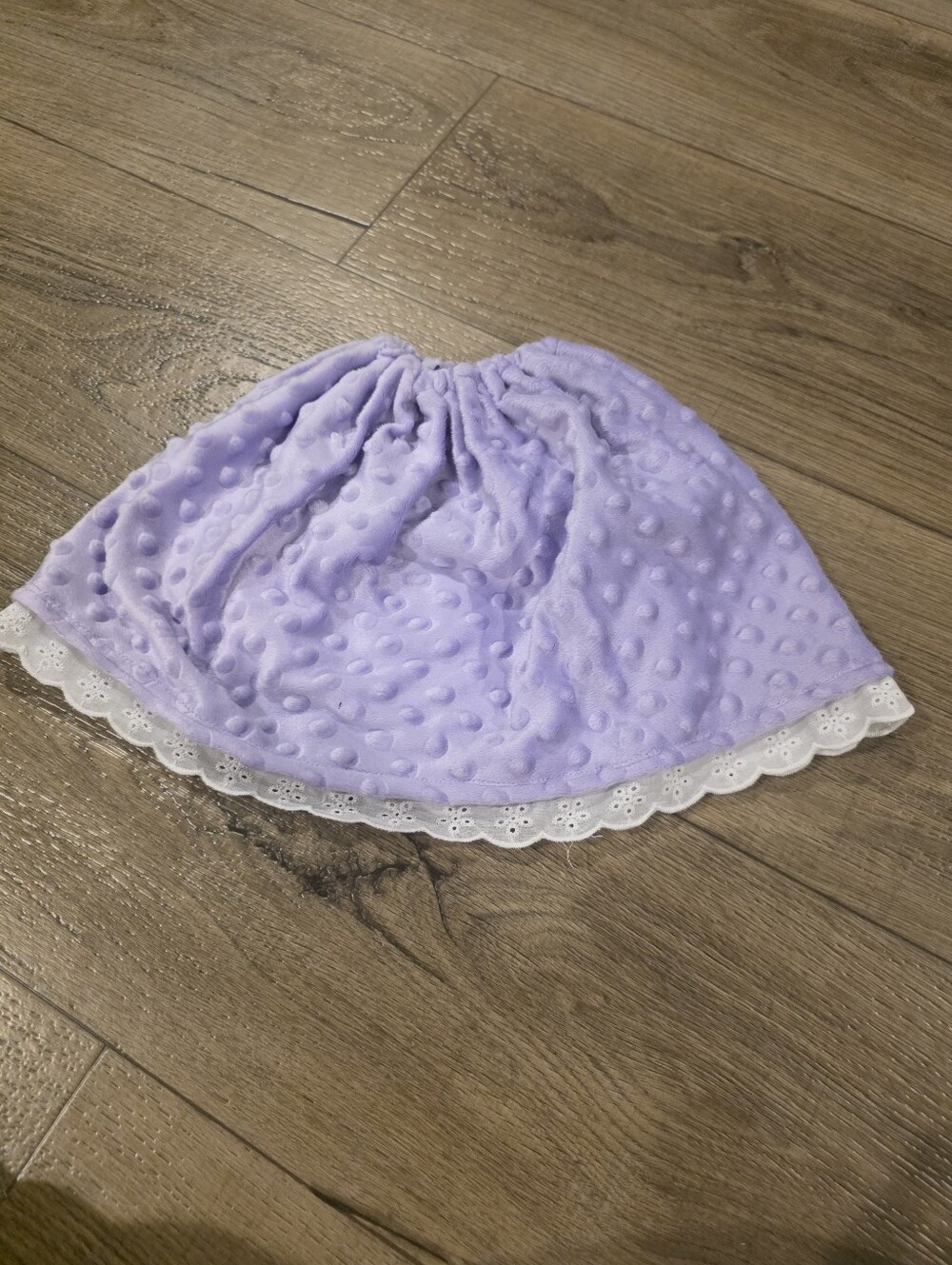 19" Handmade Lavender Minky Dot Porch Goose Dress